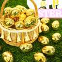 OCTERIC 36Pcs Easter Eggs Bulk, 2.3" Fillable Shiny Golden Metallic Plastic Easter Eggs Empty for Easter Hunt, Easter Basket Stuffers, Party Favor, Classroom Prize Supplies