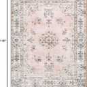 Lahome Washable 8x10 Living Room Rug, Soft Pink Floral Area Rugs for Girl Bedroom Dinning Room Office, Non-Slip Stain Resistant Lightweight Foldable Carpet for Fall Winter Home Decor