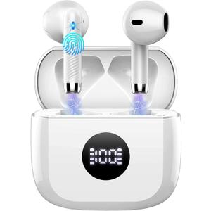 Wireless Earbuds, Bluetooth 5.4 Ear Buds LED Power Display Headphones Bass Stereo, Bluetooth Earbuds in-Ear Noise Cancelling Mic, 40H Playback Mini Case IP7 Waterproof Sports Earphones for Android iOS