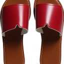Women's Slip-On Flat Sandals, Dressy & Casual Round-Toe Slides for Beach, Travel & Everyday, Size 38