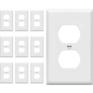 ENERLITES Duplex Wall Plates Kit, Electrical Outlet Covers, Standard Size 1-Gang 4.50" x 2.76", Unbreakable Polycarbonate Thermoplastic, Electric Receptacle Plug Covers, 8821-W-10PCS, White, 10 Pack