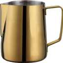 Milk Frothing Pitcher 20oz/600ml - Stainless Steel Cup for Latte Art, Espresso and Cappuccino Maker - 18/8 Steel Milk Frother Steaming Pitcher, Rose Gold
