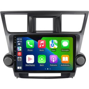 4+64GB 8-Core 1280x720 10.1 Inch Touch Screen Radio for Toyota Highlander 2008 2010 2011 2012 2013 Android 14 5G WiFi Stereo with GPS Navigation, Car-Play&Android Auto FM DSP SWC Rear View
