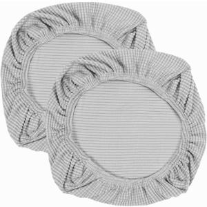 Yikko Soft Stretch Spandex Jacquard Slipcovers, Corn Grain Texture Chair Slipcovers fit for Office,Dining Room,Bar,Wedding Chair Seat Cushions, Washable Removable Home Decor (2, Silver)