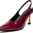 Athlefit Women's High Stiletto Slingback Heels Elegant Closed Square Toe Dress Pumps Shoes for Bridal Wedding Work Party, 9.5