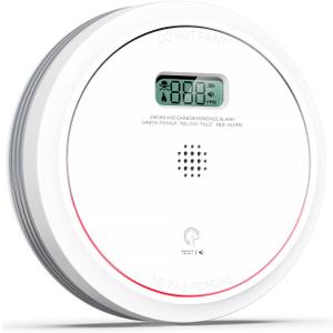 Smoke and Carbon Monoxide Detector Combo 10 Year Battery, Dual Sensor Smoke Alarm Carbon Monoxide Detector with LCD Display for Home, 1 Pack