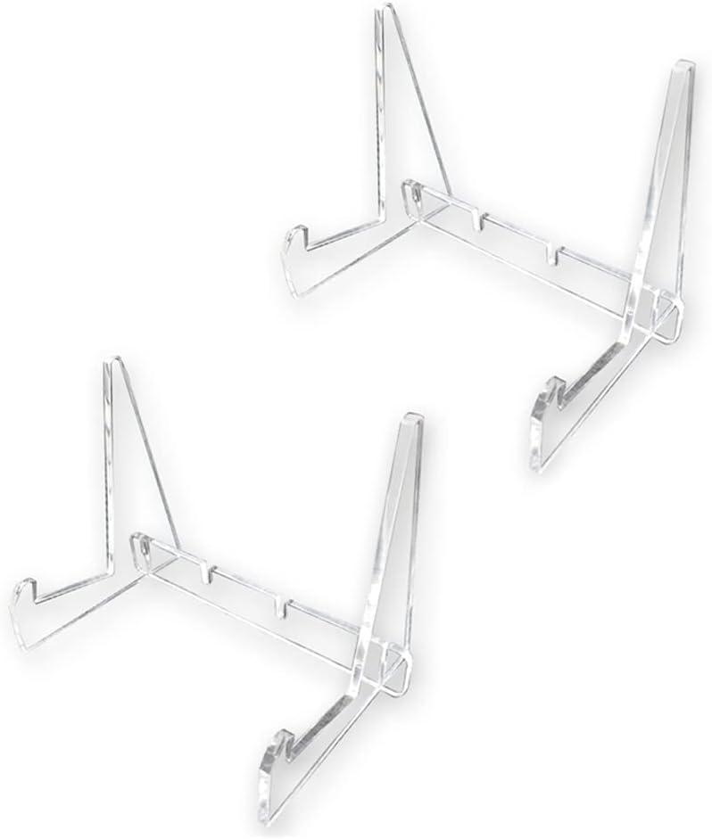 2pcs Clear Acrylic Book Stand with Support Ledges Adjustable Book Display Holder for Book, Magazines, Recipe, Picture, Phone Multi-Used Holder Stand