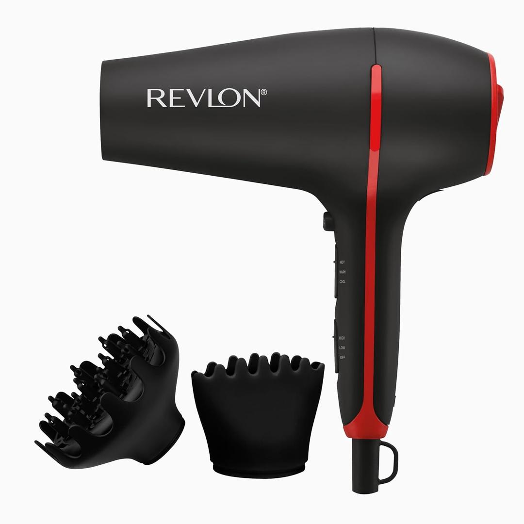 REVLON SmoothStay Coconut Oil Infused Hair Dryer with Diffuser & Concentrator - Ionic Ceramic Blow Dryer for Frizz Control, Shine, Smoothness & Volume, 1875W Lightweight Salon-Quality