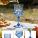 Plastic Wine Glasses Set, 7oz Vintage Goblets Shatterproof Unbreakable Reusable & Disposable, Drinking Glasses with Stem, for Wedding Outdoor Dinner Easter Party (24pcs, Blue)