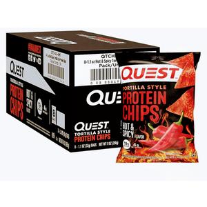 Tortilla Style Protein Chips - 19g Protein - Hot & Spicy (12 Bags) Best By:08/01/26