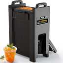 PYY Insulated Beverage Dispenser 5 Gallon - Hot and Cold Drink Container with Handles, Thermal Drink Dispenser Cooler Server carrier For Commercial Catering Black