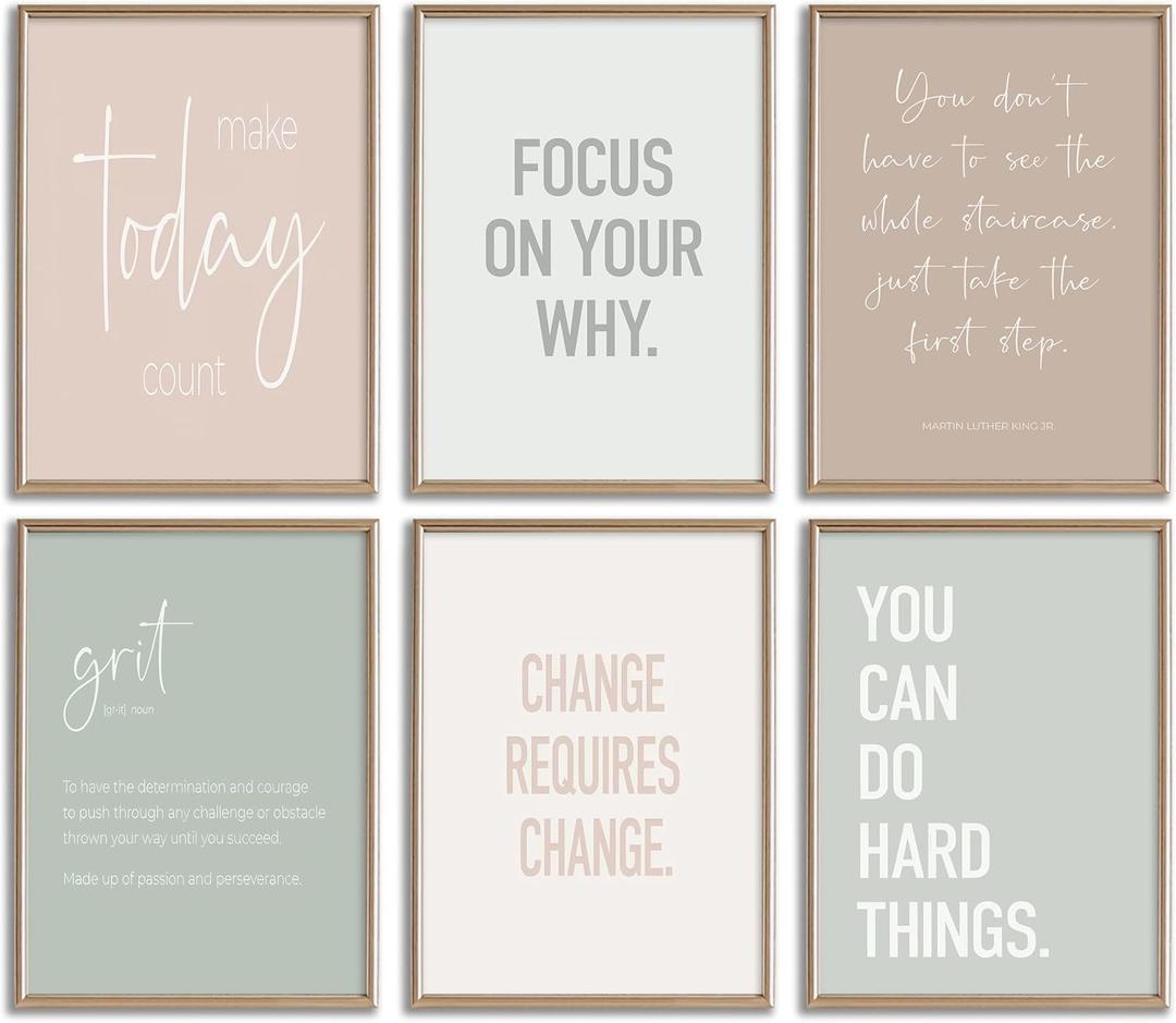 Inspirational Motivational Office Decor Posters Prints Unframed Set of 6, Minimalist Pastel Wall Art Print Decor, Positive Affirmations Team Teamwork Difference Maker Wall Picture,12"x16"unframed