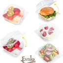 Evnlo 100 Count Clear Plastic Containers with Lids for Food, Thickened Disposable Sandwich Containers Clamshell Boxes for Cake Slice, Dessert, Hamburger, Salad, Pastry, Fruits, Takeout Tray