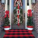Red and Black Plaid Rug, 2'4" x 3'7" Check Outdoor Front Door Decorative Mat, Cotton Woven Rug for Layered Door Mats Washable Carpet for Porch, Entryway, Farmhouse, Christmas, Halloween
