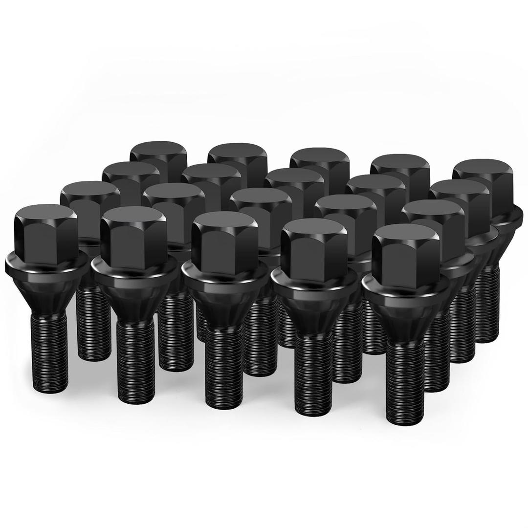 dynofit 12x1.25 OEM/Stock Wheel Lug Bolts, 20pcs ET 19mm Hex 28mm Shank for 2018-2024 Je-ep Compass 2014-2013 Cherokee 2015-2017 Chrysler 2013-2016 Dodge Dart Solid Chrome Studs Set