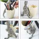 Cute Pencil Holder Funny Dinosaur Desk Accessories,Pen Organizer for Home and Office Decorative Supplies,Decor Toothcup,Resin Gift for Man and Women (Gray)