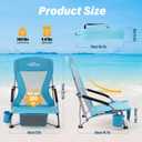 Homcosan Portable Low Folding Beach Chair - Lightweight Camping Chair for Adults with Cup Holder & Storage Pocket, Carry Bag Included (Blue), 1 Pack