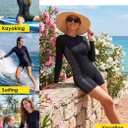 Zando Black & Grey UPF 50+ Long Sleeve Boy Shorts One Piece Swimsuit for Women, Front Zip Full Coverage Rash Guard for Swimming & Surfing & Paddle Boarding X-Large