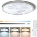 Aphyni 12 inch LED Flush Mount Ceiling Light,Unique Moon Design Morden LED Ceiling Lights,28W 2800LM Remote Control 3000K-6500K Adjustable Ultra Thin for Living Room Bedroom Hallway