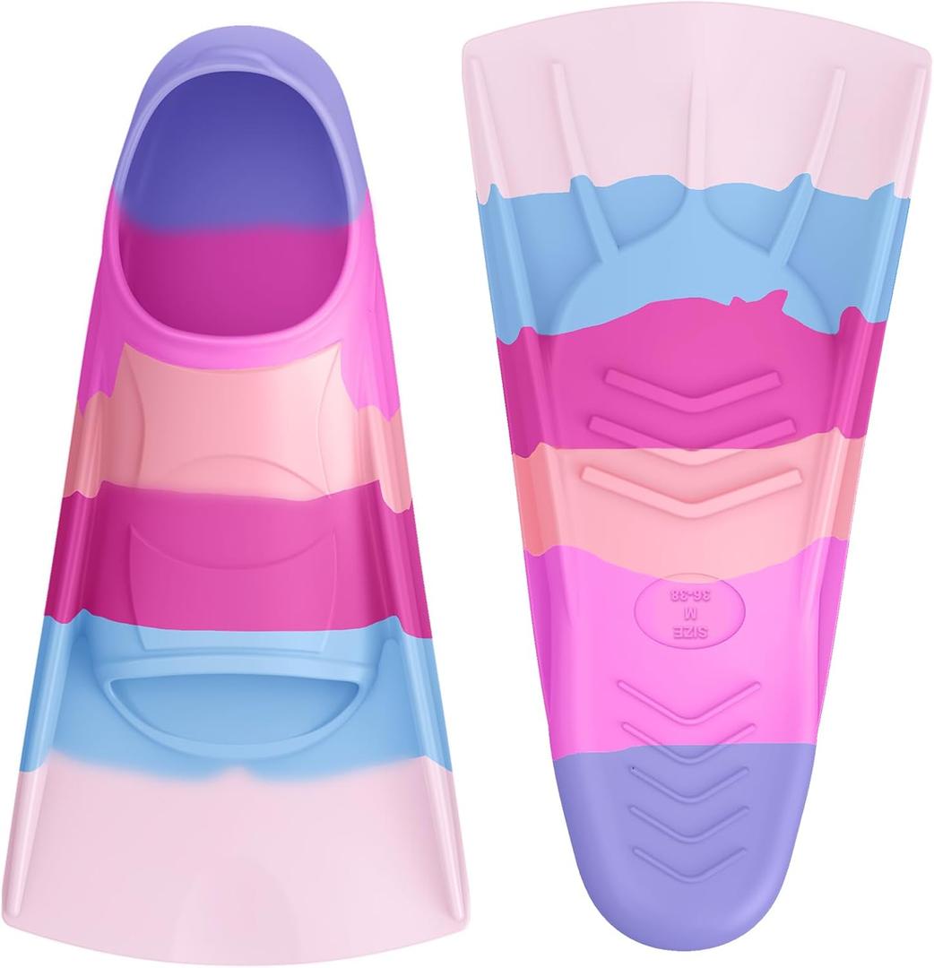 Gintenco Swim Fins, Kids Swim Training Fins for Lap Swimming, Travel Size Flippers with Mesh Bag, Silicone Swimming Fins for Kids Teens Adults Women Men