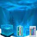 Ocean Wave Projector Light Cordless - Battery Operated Under Water Lamp Cube Northern Lights Aurora Projector Rechargeable Night Light for Shower Bedroom Stress Relief (Wireless)