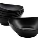 Oval Salad Bowls 34oz, Bamboo Fiber Serving Bowls Set of 6, 8.8" Large Bowls for Kitchen Eating & Restaurant, Deep Soup Bowls Set for Salad, Fruit,Pasta,Vegetable, Ramen, Dishwasher Safe, Black