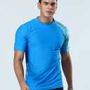 HUGE SPORTS Men's Splice UV Sun Protection UPF 50+ Skins Rash Guard Short Sleeves (Blue Digital,S)
