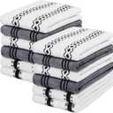 HOMEXCEL Microfiber Cleaning Cloth, Kitchen Towels 12 Pack, Lint Free, Scratch-Free, Highly Absorbent, Reusable Dish Towels for Kitchen and Household (White/Grey)