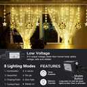 Vigdur Ramadan Star Curtain Lights, 120 LEDs Eid Mubark Castle Curtain Fairy Lights with Remote & 8 Lighting Modes, Ramadan Decoration Lights for Home Holiday Eid Decorations(10FT)