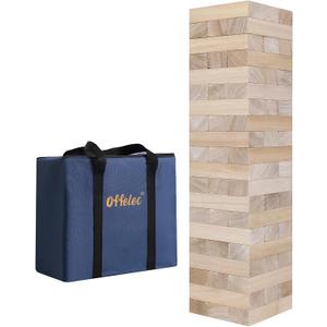 Tumbling Tower Blocks Games,Large Wooden Blocks Stacking Game for Kids Adults Family Classic Stacking Board Games for Indoor Outdoor Backyard Lawn Stack to Over 3.2Ft- 60pcs with Carrying Bag