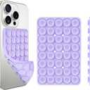 3 x 1 Pack Silicone Suction Cup Phone Case Mount Double Sided, Phone Accessories Hands-Free Strong Grip Holder for Selfies and Videos, Silicon Phone Stand Sticky for iPhone and Android Purple