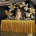 Gold Satin Tablecloths Rectangle 6FT, Glitter Spandex Fitted Stretch Table Covers Wrinkle-Free Floor Length Shimmer Table Skirt for Weddings Parties Baby Shower Banquets Vendor Events