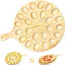 24 Holes Deviled Egg Platter, Wooden Round Deviled Egg Tray, Charcuterie Board Tray Holder Carrier for Kitchen Countertops, Serving Tray, Pizza, Pies, Barbecue, Snacks