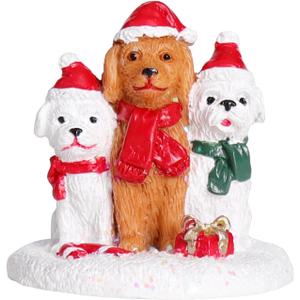 bestbear Resin Dog Mailbox Christmas Village Accessory, Decorative Animal Ornament, Indoor Collection Sculpture (04)