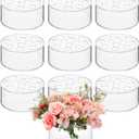 Tanlade Acrylic Floral Centerpiece for Dining Table Decorations Wedding Round Flower Vase Centerpiece Vases Table Low Flower Holder with Holes for Home Birthday Party(10 Pcs,5.51 Inches)