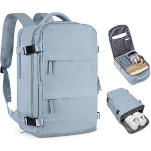 coofay Large Travel Backpack For Women Men Airline Approved Carry On Backpack Flight Approved Waterproof Sports Luggage Backpack Casual Daypack Hiking Backpack Grey Blue