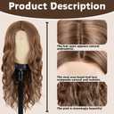 Brown Wig for Women Long Curly Wavy Lace Ginger Brown Hairline Wigs for Women Middle Part Synthetic for Daily Party Use 26Inch