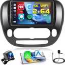 2+64GB Android Car Stereo for Kia Soul 2014-2017 Wireless Carplay Android Auto, 9 Inch Touchscreen Car Radio GPS Navi WiFi Bluetooth Backup Camera FM RDS Radio EQ SWC