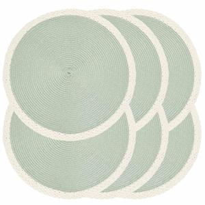 Round Placemats Set of 6, Woven Table Mats, Mint Green