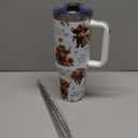 DUUV Highland Cow Gifts for Women Girls, Highland Cow Tumbler Cup, Christmas Birthday Gifts for Cowgirls, Just A Girl Who Loves Cows, Funny Cowgirl 40 Oz Tumbler with Handle, 1PCS