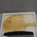 4 PCS Oven Pizza Stone Set, 15 x 12 Inch Large Rectangle Pizza Stone with Wooden Pizza Peel, Pizza Cutter & 10PCS Cooking Paper for Oven & Outdoor Grill, Baking Stone Pan for Pizza, Bread