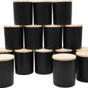 SHOWIN 10 OZ Thick Candle Jars for Making Candles 15 Pcs, Empty Jars with Wood Lids for Candle Making, Sample Container, Matte Black