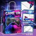 JOYGATHER 24 Pcs Gamer Party Favors Bags with Handles, Video Game Goodie Bags, Gift Bags, Candy Bags with 2 Different Types, Gaming Kraft Paper Bags for Birthday Party Supplies Baby Shower Decorations