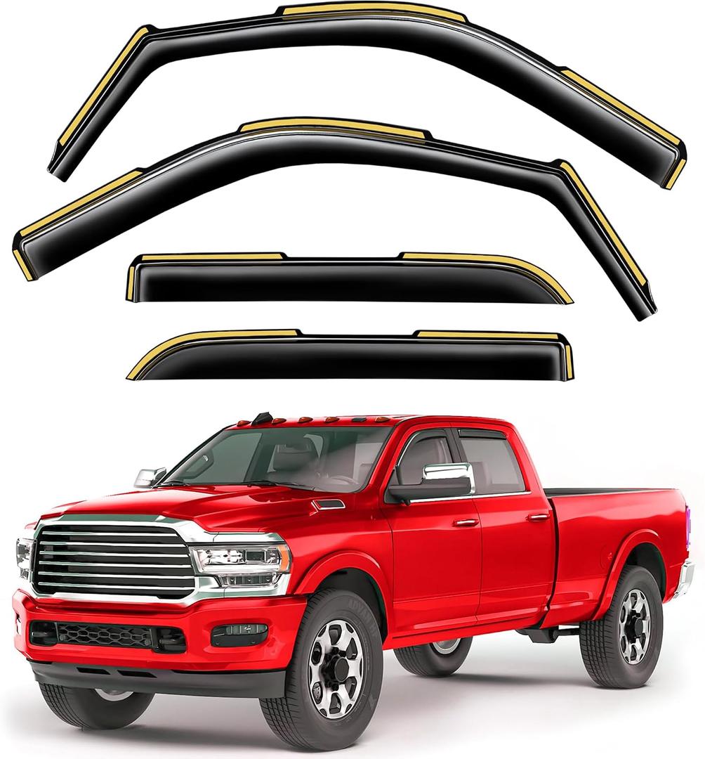 Window Visors Rain Guards for 2019-2027 Dodge RAM 2500 & 3500 Crew Cab