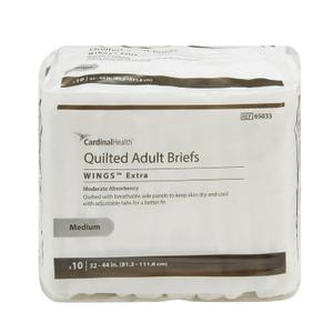 Wings Extra Quilted Adult Incontinence Brief M Moderate Absorbency Quilted, 65033, Extra Quilted, 100 Ct