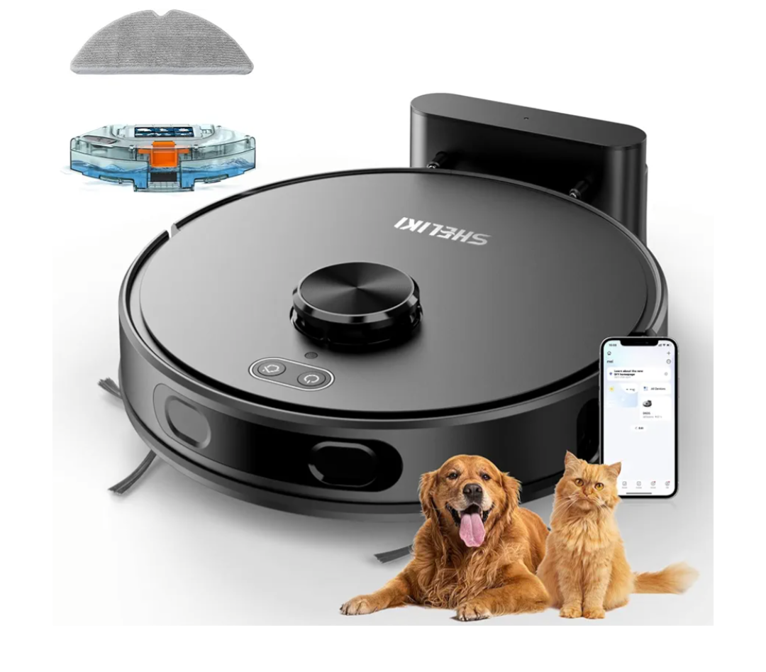 Robot Vacuum and Mop, Mapping Robotic Vacuums Cleaner with LiDAR Navigation Smart & Strong Suction, WiFi/App/Alexa/Voice Control, Obstacle Avoidance, for Home, Wood/Hard Floors, Pet Hair -Jet-black