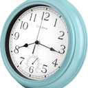 12 Inch Outdoor Clock Waterproof with Thermometer,Vintage Indoor Outdoor Wall Clocks for Patio,Pool,Garden,Home Decor-Teal