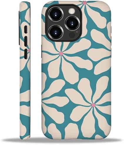artslion for iPhone 16 Pro Case for Women Girl Men Boy, Shockproof Soft Silicone & Hard PC Shell Protective Case for iPhone 16 Pro - Retro Blue Flowers