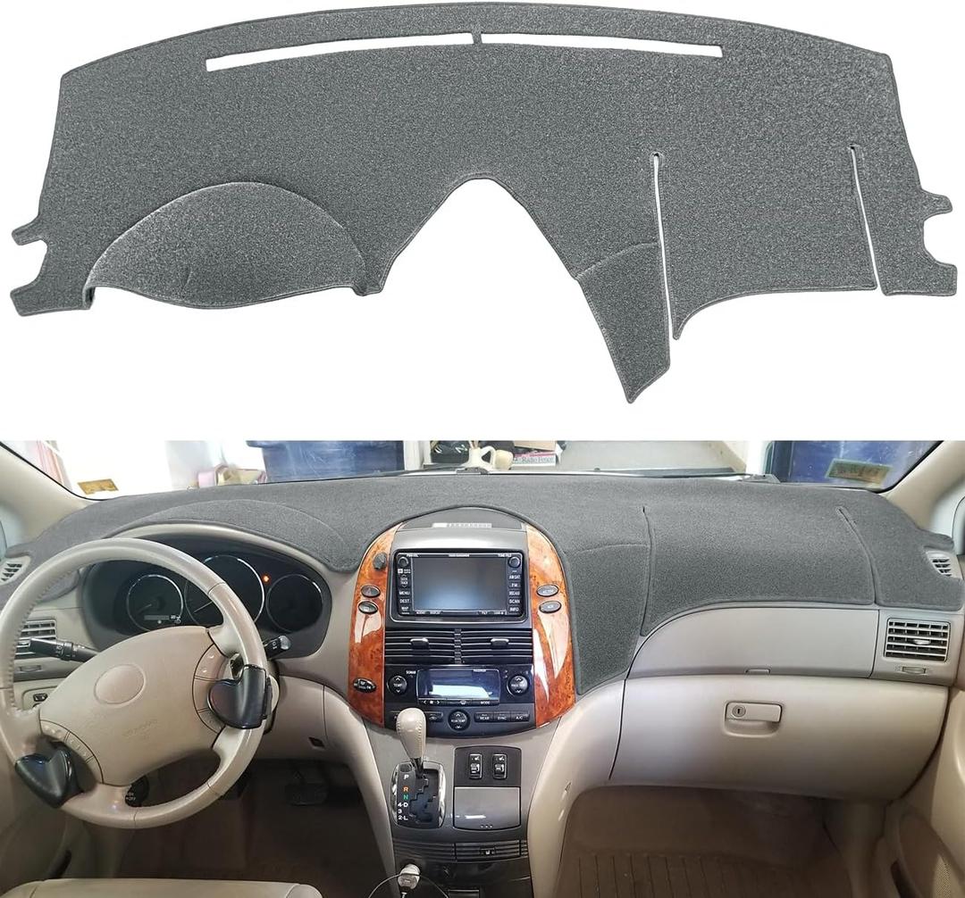Dash Cover Mat Custom Fit for Toyota Sienna 2004-2010, Dashboard Cover Pad Carpet Protector (Dark Gray) F99
