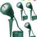 EDISHINE Christmas 120V Outdoor LED Spotlights, 5.5W Plug in Spotlight with 3 Lenses (Red Green Yellow) & 180 Rotatable Lamphead, 5000K Waterproof Landscape Lights for Flag Garden, 4 Pack